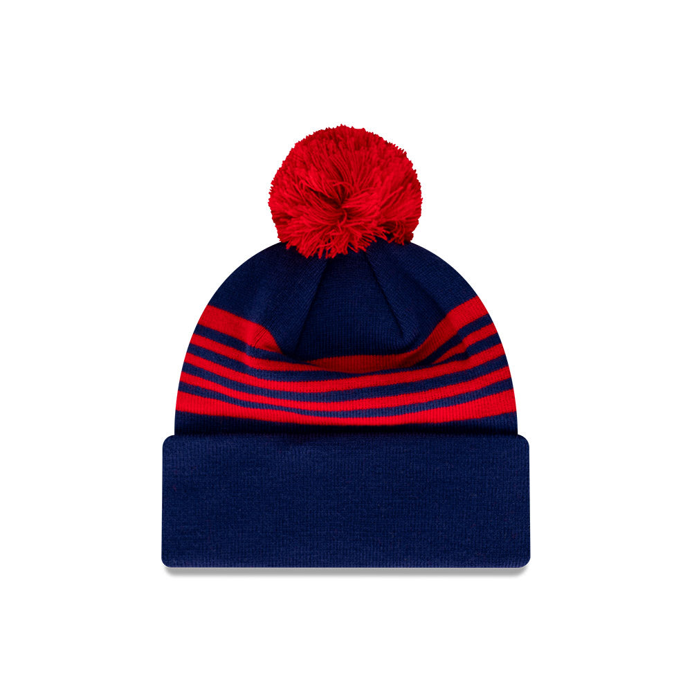 Melbourne Demons Beanie - AFL Official Team Colour Retro Collection Pom Knit - New Era